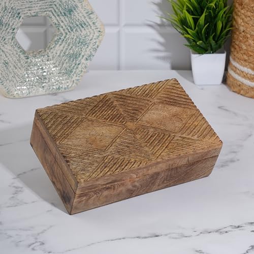 Ajuny Coffret à Bijoux en Bois sculpté à la main Élégant Souvenirs Vintage pour homme Femmes boîte à souvenirs décoratifs boîte idéale. - Image 8