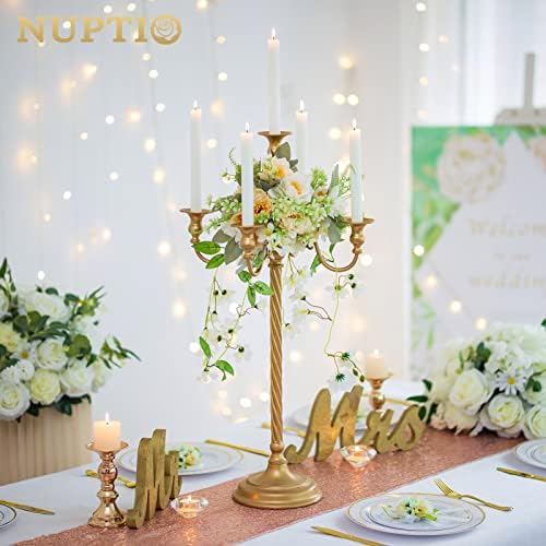 Nuptio Center de Table Chandeliers ou 5 bougies: 71cm set de 2 lustres de Sol Hauts, lustres en Métal Rétro pour la Maison Mariage Noël Halloween anniversaire - Image 2