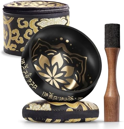 Bol Tibétain - Bol Tibétain Chantant pour la purification et la méditation - Mind Silent - Bol Méditation - Inclut Un MAILLET AVEC PRIX EN PRINCIPAL TYPE CRAYON, Coussin et Boîte de Rangement