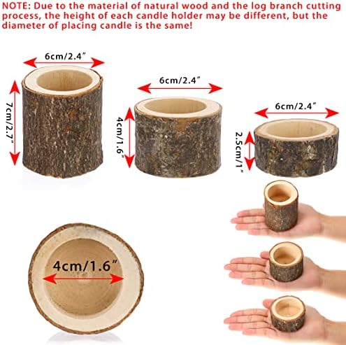 Sumtree 12 PCS Bougeoir en Bois Chandelier Votive Support de Bougie Décoration pour la maison, table, mariage (Hauteur 2,5cm + 4cm + 7cm) - Image 2