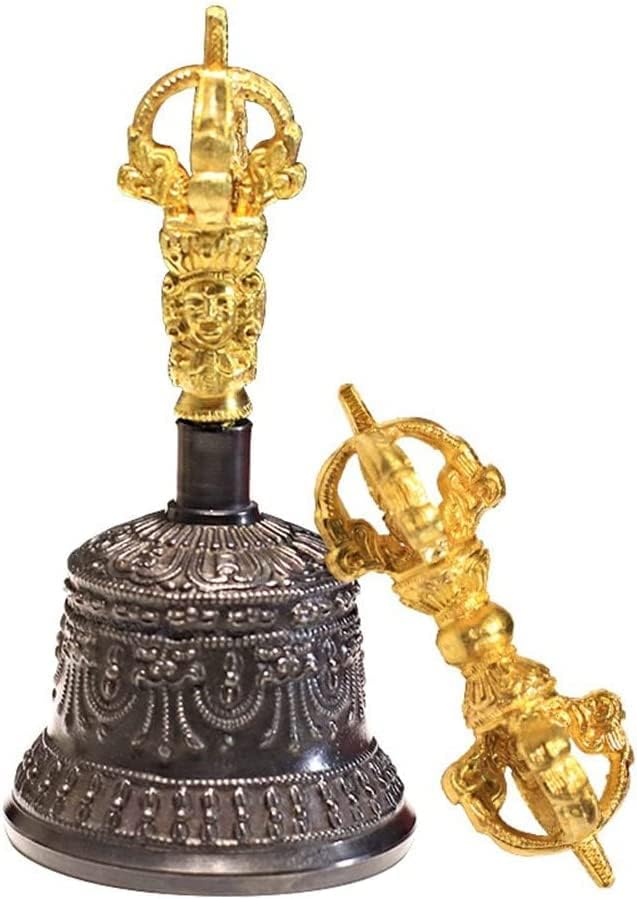 Sfqevhrz Cloche à Main Tibétaine ， Cloche d'Invocation à Manivelle pour Ritual, prière et en tant que Bouddhiste