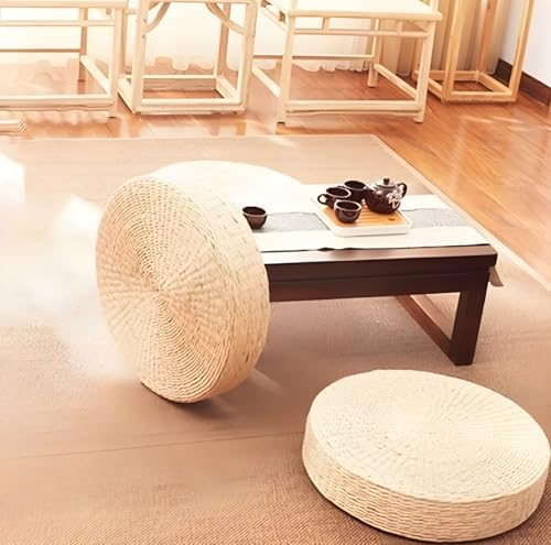 Ohhgo tapis de yoga doux 40 cm pouf rond tatami coussin de sol coussin de sol pelle tapis de méditation tapis de yoga doux - Image 4