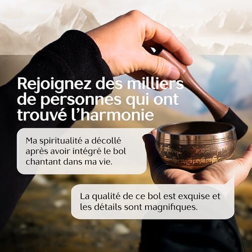 Bol Tibétain - Bol Tibétain Chantant pour la purification et la méditation - Mind Silent - Bol Méditation - Inclut Un MAILLET AVEC PRIX EN MAIN TYPE CRAYON ET UN COUSSIN - Image 2