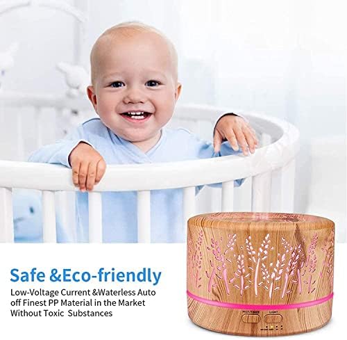 Diffuseur Huiles Essentielles 500 ml, diffuseur d'Aromathérapie Humidificateur D'Air Sans Eau - Arête Automatique, 7 LED Couleur Idéal pour le salon Yoga Chambre - Image 4