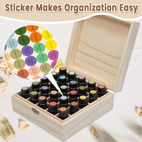 Wishesmar 25 trous-boite Rangement Huiles Essentielles Coffret en Bois pour 5 10 15Ml Bouteille d'Huile Essentiellle - Aromathérapie Organisateur pour le stockage, Voyage et Présentation - Image 5