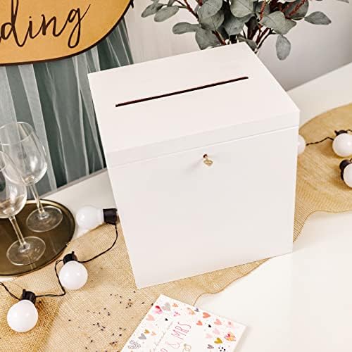 Créative déco boite en bois pour enveloppes | 29 x 25 x 30 cm | Bois Naturel | AVEC Couvercle et Clé | Boîte verse des occasions Spéciales | Anniversaire urne | Mariage | BOITE A Souvenirs, Cartes Letre - Image 3
