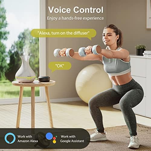 Diffuseur d'Huiles Essentielles Wifi, Maxcio Humidificateur d'Air compatible AVEC Alexa / Google Home, Smart TéléCommande Difffuseur Parfum Electrique RGB Colorés, Timer et Contrôle à distance sur l'application - Image 2