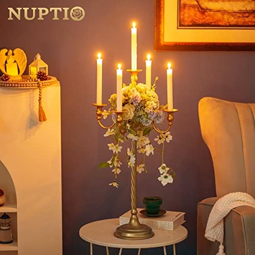 Nuptio Center de Table Chandeliers ou 5 bougies: 71cm set de 2 lustres de Sol Hauts, lustres en Métal Rétro pour la Maison Mariage Noël Halloween anniversaire - Image 7