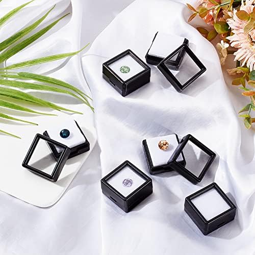 Benecreat 36 PCS Boîte de Présentation de Pierres Précieus Noir 3x3x1.65cm Boîte en Plastique Transparente en Pierre nue Boîte à Bijoux Carrée pour Précieus Bijoux Cristal de Diamant - Image 6