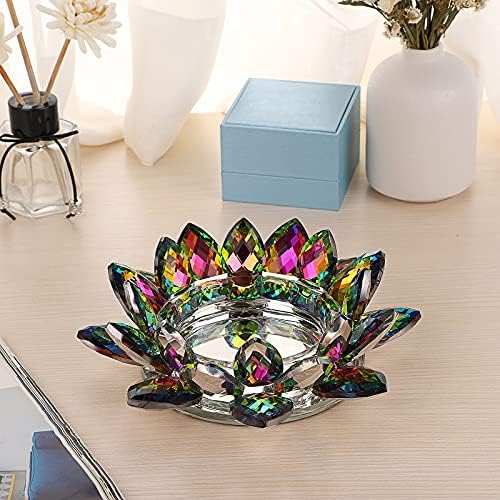 Sumtree Bougeoir en Verre Fleur de Lotus Chandelier Support de Bougie pour bougie Votive ou Pilier Diamère de Bougie 7,5cm (Grand, multicolore) - Image 7