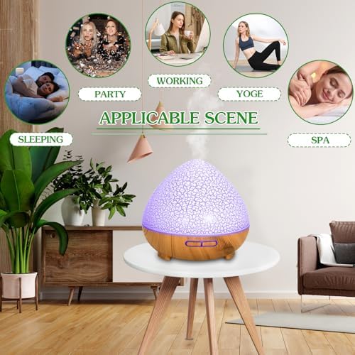 Zzxlopez Diffuseur d'Huiles Essentielles 500 ml, Ultrasonique Diffuseur Huiles Essentielles Electrique, Humidifificateur d'Air Avec Lumière Chaude Arrêt Automatique pour chambre, spa, yoga, massage - Image 7