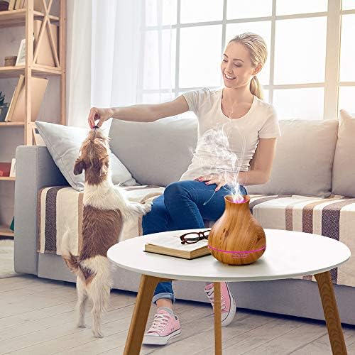 Diffuseur d'huile Essentiellle de 550 ml, diffuseurs de grain de Bois d'Aromathérapie Avec Minuterie Humidificateur de Brume Cool pour la Maison, Arête Automatique de l'Eau, 7 CouleUrs Changeant Lumières - Image 5