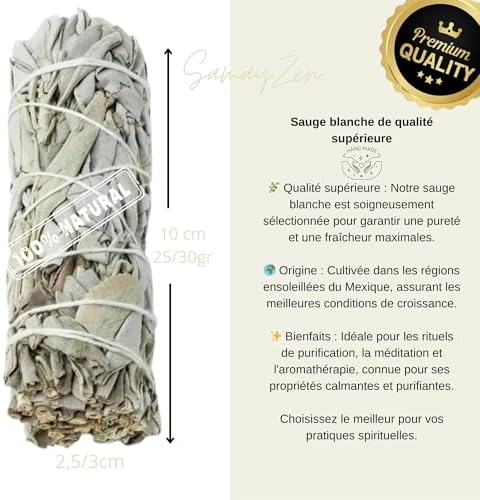 Samayzen - Kit Smudge Sauge Blanche pour Brueler Sinuata pourpre - Yerba Santa - Lavande - Cèdre - Bâton Sacré - attachés pour Méditer et Se. - Image 6