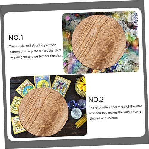 Uldidi 2 Pièces Plateau sacrificiel plateau Polyvalent Plateau RITUARE ORNÉMENT DE CULTE BOUGEOR DE Pâques Art de la Géométrie Sacrée Plaque D'autel Plateau de Bureau Décor Khaki en Bois - Image 8