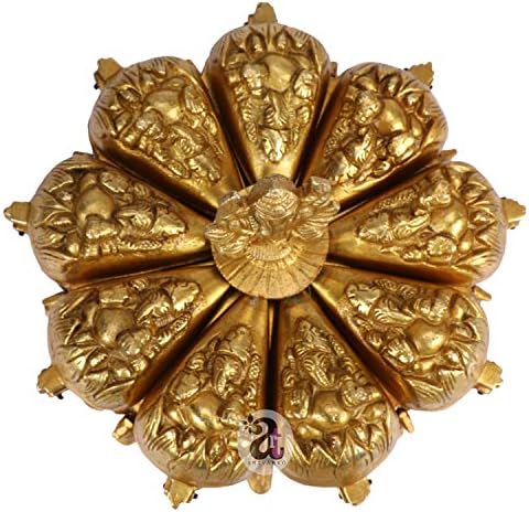 Artvarko Boîte en Lauton Ganesha Chopda Idol Ganpati Plusieurs Compartiments pour Kumkum Sindoor Vermillon Culte Ritual Cadeau de Mariage Dore 15,2 cm - Image 3