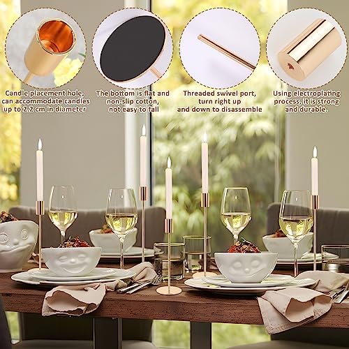 Moyksrr 6 pièces bougeoir doré, décoratif en métal, lustriers coniques, compatibles avec bougies coniques de 2,2 cm d'Épaisseeur, décorations pour la mains pour les fêtes, mariages, divins - Image 5