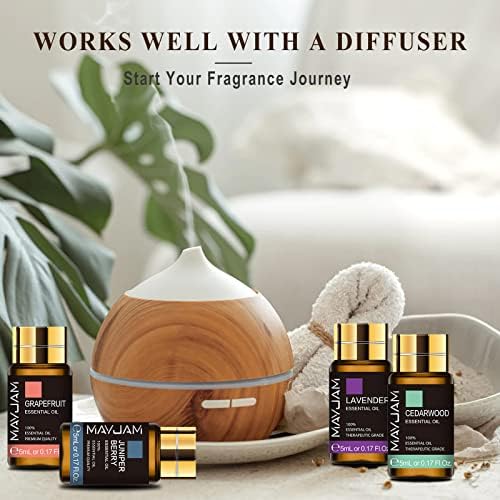 Mayjam Coffret Huiles Essentielles 20pcs, Coffret Cadeau d'Huiles Essentielles verser diffuseur Humidificateur - Lavande Vanille Citron Bergamote Cèdre Néroli Menthe verte Eucalyptus citronné et Plus - Image 3
