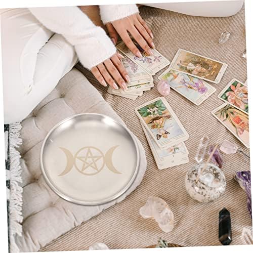 Pretyzoom pentacle bougeères pentagramme plateau de rangement bougeères coniques plateau à bijoux assiette bougie parfume plateau de bougies d'A Autel mégotation des ornes lers le fer - Image 3