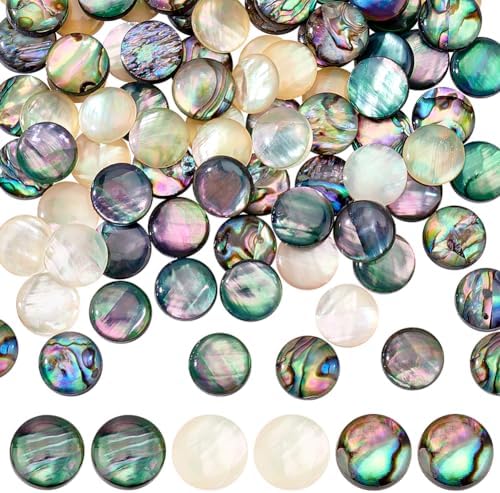 Ph Pandahall 90pcs 3 CouleUrs Cabochon de Coquille d'Ormeau 10 mm Perles de Coquille d'Ormeau en acrylique Cabochons Coquille Paua Perles de Coquilage Demides pour bracelet, collier, bijoux