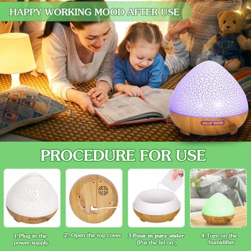 Zzxlopez Diffuseur d'Huiles Essentielles 500 ml, Ultrasonique Diffuseur Huiles Essentielles Electrique, Humidifificateur d'Air Avec Lumière Chaude Arrêt Automatique pour chambre, spa, yoga, massage - Image 4