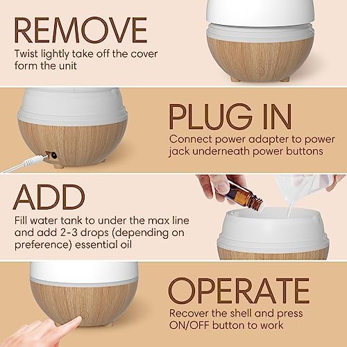 Salking Difffuseur d'Huile Essentiellle, 100 ml Ultrasonique Diffuseur Huiles Essentielles Electrique, Humidificator D'Air Avec Lumière Chaude Arrêt Automatique pour chambre, yoga, massage, paquet de 2 - Image 7