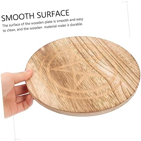 Uldidi 2 Pièces Plateau sacrificiel plateau Polyvalent Plateau RITUARE ORNÉMENT DE CULTE BOUGEOR DE Pâques Art de la Géométrie Sacrée Plaque D'autel Plateau de Bureau Décor Khaki en Bois - Image 4