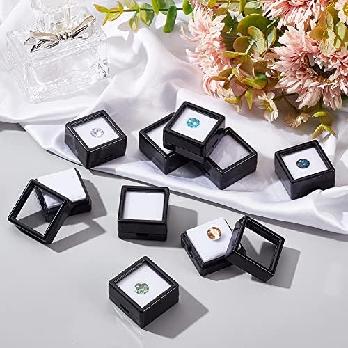 Benecreat 36 PCS Boîte de Présentation de Pierres Précieus Noir 3x3x1.65cm Boîte en Plastique Transparente en Pierre nue Boîte à Bijoux Carrée pour Précieus Bijoux Cristal de Diamant - Image 5