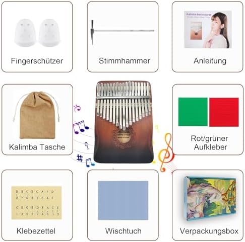 Ohromcoli Kalimba - Instrument Kalimba à 17 touche Avec Outils d'Apprentissage, Percussion des Doigts, piano à pouce Professionnel Kalimba pour les enfants, adultes, adultes et amateurs de musique - Image 7
