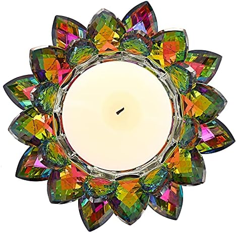 Sumtree Bougeoir en Verre Fleur de Lotus Chandelier Support de Bougie pour bougie Votive ou Pilier Diamère de Bougie 7,5cm (Grand, multicolore) - Image 5