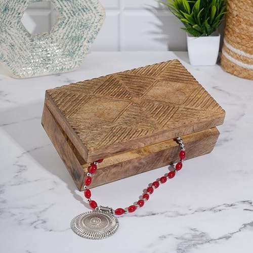 Ajuny Coffret à Bijoux en Bois sculpté à la main Élégant Souvenirs Vintage pour homme Femmes boîte à souvenirs décoratifs boîte idéale. - Image 3