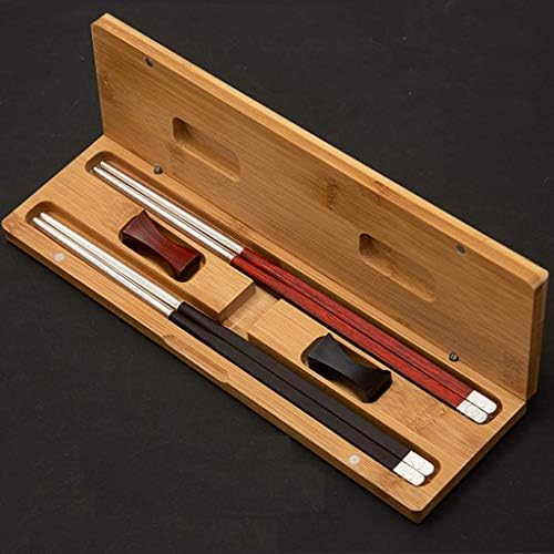 Fammix bêtises en bois en argent de luxe RÉUTILISABLES, coagulations en bois naturel Ensemble cadeau Avec boîte cadeau, lave-vaislle en toute securité, baguettes chinoise a
