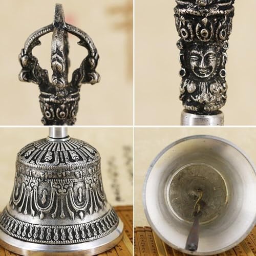 Cloche et Ensemble de Dorje pour la méditation Bouddhiste Tibéaine, Cloche en Laiton Antique Religieuse Faite à la Main, Cloche de Prière Vajra Dorje pour la méditation et yoga. - Image 7