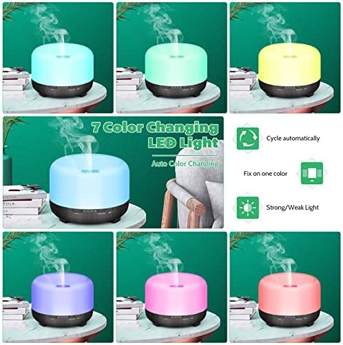 DIFFUSEUR D'HUILES Essentielles 500ml Avec TéléCommande - Difffuseur d'Aromathérapie Avec Lumière a conduit 7 Couleurs pour les Grandes Pièces - Humidificateur D'Air Ultrasique pour la maison - Image 2