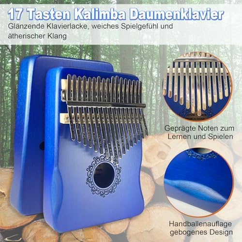 Ohromcoli Kalimba - Instrument Kalimba à 17 touche les avis de promension, Percussion des Doigts, piano à pouce Professionnel Kalimba pour les enfants, adultes, adultes et amateurs de musique (bleu - Image 2