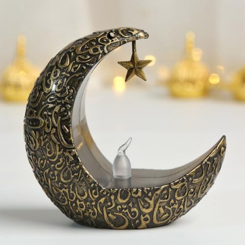 Bougie fiorky led en forme de lune pour Ramadan - Bougeoir décoratif alimenté par batterie - lustre électronique décoratif coule de table de maisonnette - Image 5
