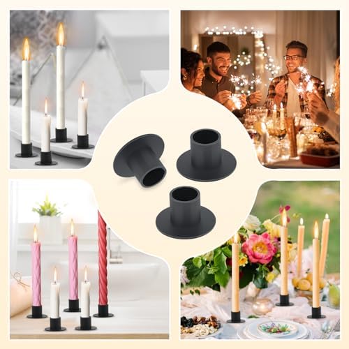 Risvowo Bougeoir Noir, 6 pièces Chandeliers Bougeoir, Douilles vers Bougies en Métal, Chandelier Vintage, Candle Habet, Porte-Bougies pour le salon, SALLE À CERRE ET CRÉCARAGE DE CHAMBRE - Image 5