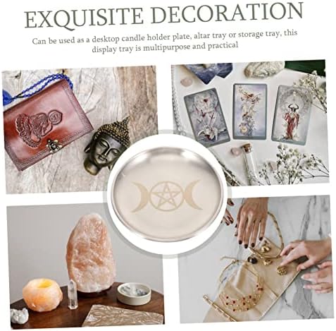 Pretyzoom pentacle bougeères pentagramme plateau de rangement bougeères coniques plateau à bijoux assiette bougie parfume plateau de bougies d'A Autel mégotation des ornes lers le fer - Image 4