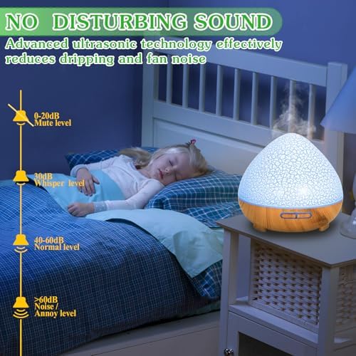 Zzxlopez Diffuseur d'Huiles Essentielles 500 ml, Ultrasonique Diffuseur Huiles Essentielles Electrique, Humidifificateur d'Air Avec Lumière Chaude Arrêt Automatique pour chambre, spa, yoga, massage - Image 5