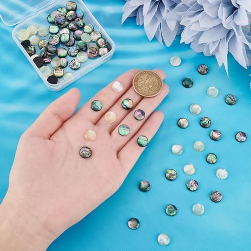 Ph Pandahall 90pcs 3 CouleUrs Cabochon de Coquille d'Ormeau 10 mm Perles de Coquille d'Ormeau en acrylique Cabochons Coquille Paua Perles de Coquilage Demides pour bracelet, collier, bijoux - Image 3