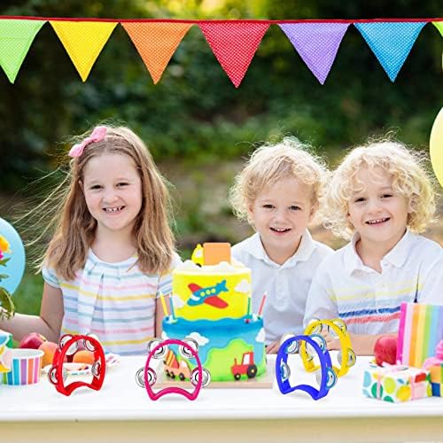 Miahart 32 Pack Tambourin à Main de Noël Makers de bruit Tambourin 4 Cloche Tambourin à Main en plastique coloré de rythme musical pour adultes Enfants Décoration de Fête de Noël Faveurs - Image 5