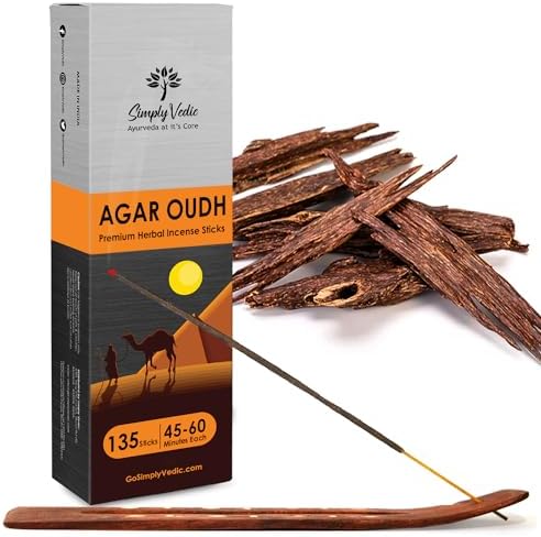Agar simplement védique oudh 250 grammes (Environ 135 Bâtonnets d'Encens + Porte-Encens) | Dure 60 minutes, idéal pour la méditation, Le Yoga, La Guérison Spirinelle, Les Prières, L'Aromathérapie