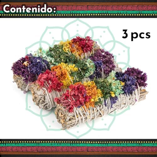 MUT22 3 Sauge Blanche Avec 7 Chakras Sacrés à Broieler, Herbe de Purification et d'Harmonie, Sauge Appienne 100% Naturelle, Idéale pour le netoyage spirituel et les rituals énergétiques - Image 2