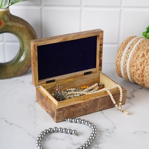 Ajuny Coffret à Bijoux en Bois sculpté à la main Élégant Souvenirs Vintage pour homme Femmes boîte à souvenirs décoratifs boîte idéale. - Image 2