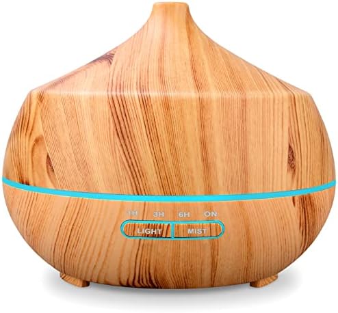 Diffuseur d'Huiles Essentielles Aroma Ultrasonique: diffuseur de Parfum 400ml lampe d'Aromathérapie Avec Lumière Colorée et Minuterie pour la chambre à Coucher, L'Appartement et Le Bureau - Jaune