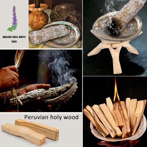 Mulevip Sauge Blanche, Palo Santo, Santo Coquillage d'Ormeau, Pierre de Cristal, Sauge Blanche Purification Maison, Sauge Blanche Purification A Bruler, Encenel Naturel à Bruler Anti Stress Méditation - Image 6