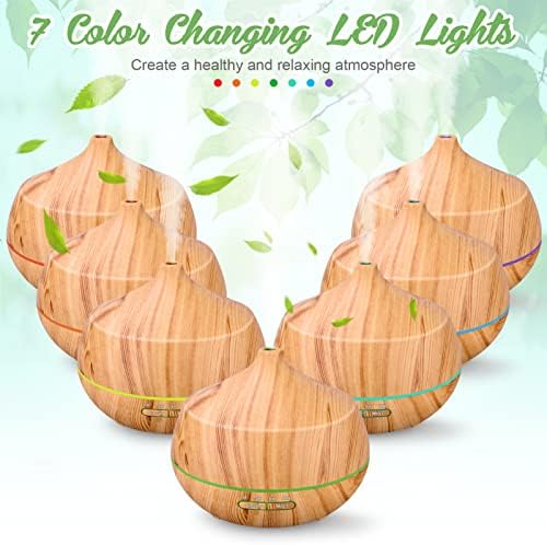 Diffuseur d'Huiles Essentielles Aroma Ultrasonique: diffuseur de Parfum 400ml lampe d'Aromathérapie Avec Lumière Colorée et Minuterie pour la chambre à Coucher, L'Appartement et Le Bureau - Jaune - Image 2