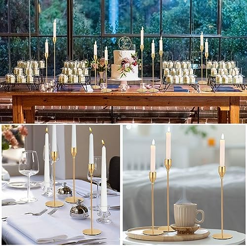 Barakyeg Chandelier Bougeoir Dores 9 PCS, Chandelier de Mariage DiFFérentes Tailles, 23/28 / 33cm Candelabre Pour bougies de 2,2 cm de diamère - Image 4
