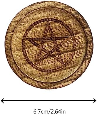 Astrologie pentagrammes bougeoir table pentacles autels assiette photophore en bois cérémonie divination tableaux de bougies pentagrammes photophores autels bougeoir étoile bougeoir étoile - Image 3