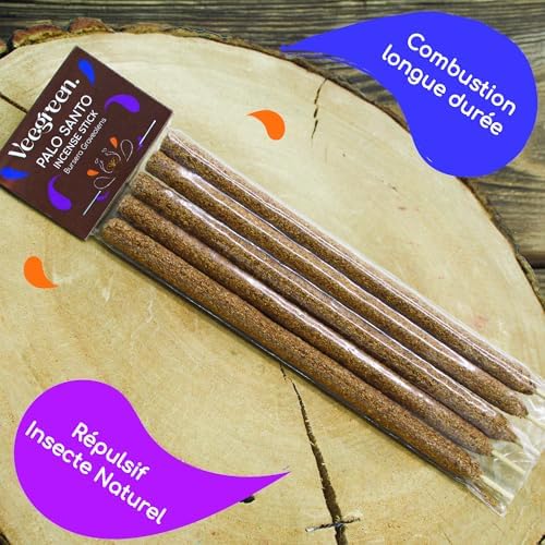 Palo Santo 10 Bâtonnets d'Encens Fin Fait Main - Naturel - BurSera Graveolens - Bâtonnets d'Encens Parfumés - ENCENS SCIAMANIQUE RETUELS ET CÉRÉMONIES Sacrés (x5 encens epais) - Image 3