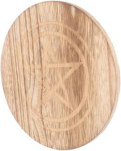 Uldidi 2 Pièces Plateau sacrificiel plateau Polyvalent Plateau RITUARE ORNÉMENT DE CULTE BOUGEOR DE Pâques Art de la Géométrie Sacrée Plaque D'autel Plateau de Bureau Décor Khaki en Bois - Image 2